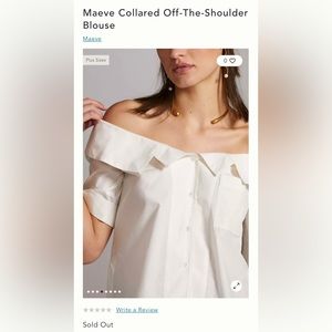 NWT - Anthropologie Maeve white XL collared, off-the-shoulder blouse